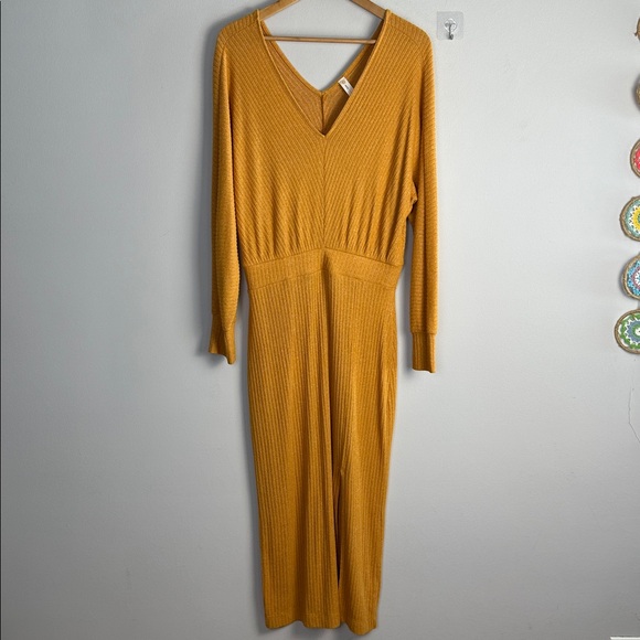 NWOT Anthropologie Daily Practice Barre Midi Dress Ribbed Knit Medium V-Neck - Picture 9 of 16